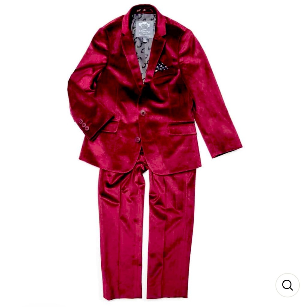 Appaman Kids Lux Red Velvet Suit Set Jacket Pants Slim